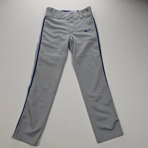 Nike Kids Gray Blue Dri-FIT Baseball Pants Small AH6943-052 Piping Open Hem